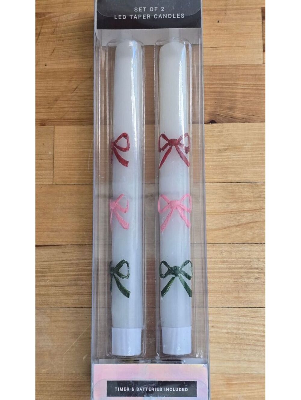 Rachel Zoe Set of 2 LED Taper Candles with Timer & Batteries Included - Festive